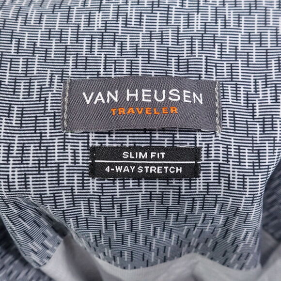 NWT VAN HEUSEN SLIM FIT 4-WAY STRETCH ASPHALT POLYESTER SHIRT 18-18.5 36/37 2XL - Picture 8 of 10